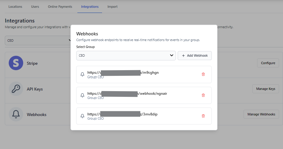 Webhook Modal